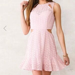 Adorable pink side cut out eyelet dress nwt